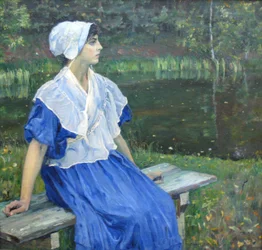Chica junto al estanque (Retrato de N.M. Nesterova, 1923)